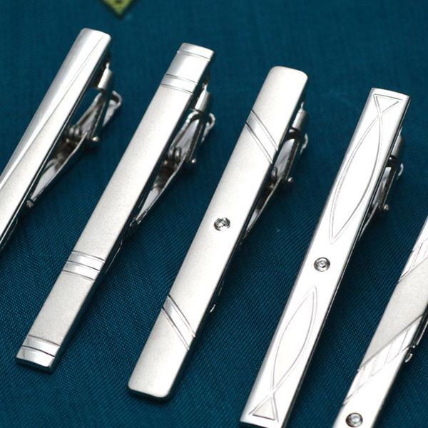 Neue einfache Metall Silber Krawattenklammer für Männer Hochzeit Krawatte Verschluss Clip Gentleman Bar Kristall Pin Herren Geschenk