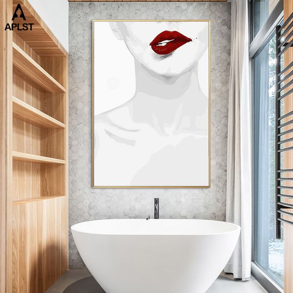 2019 Sexy Girl Nordic Prints Canvas Painting Women Face Biting Lip Posters Modern Home Decorative Pictures For Bathroom Living Room From Copy02