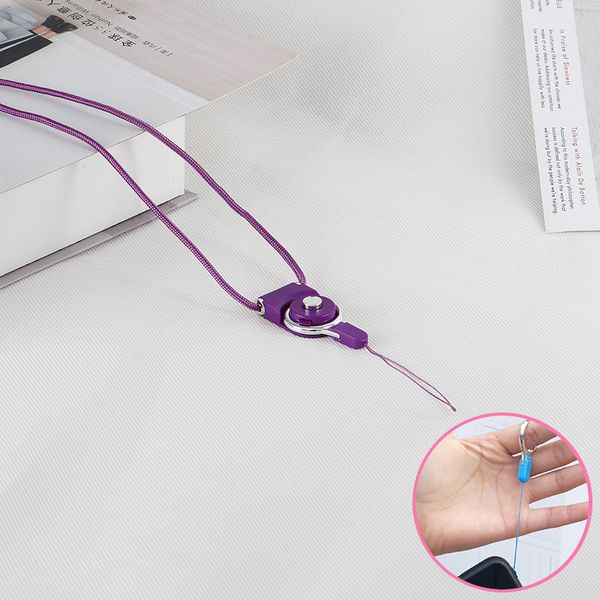 

detachable plastic creative rotating ring buckle braided lanyard multifunctional hanging neck mobile phone nylon lanyard, Silver