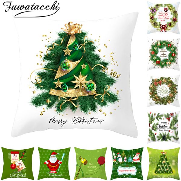 

fuwatacchi christmas pillow mat cover green pillowcase polyester home sofa chair decorative pillows christmas tree decorations