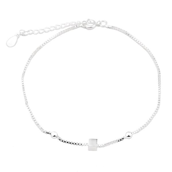 

square feet pendant simple fashion single square brushed feet pendant cool students accessories gift for a girlfriend ankle, Red;blue