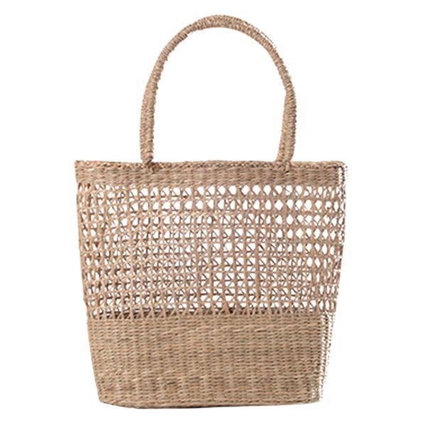 

handmade straw woven bag fashion leisure beach hollow out shoulder storage totes braided hand bag handbag for women bags