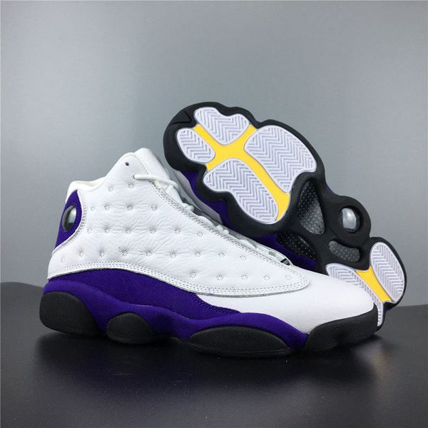 

without box)new 13s lakers rivals white purple mens basketball shoe flint atmosphere grey cap and gown sports sneakers size 7.5-13