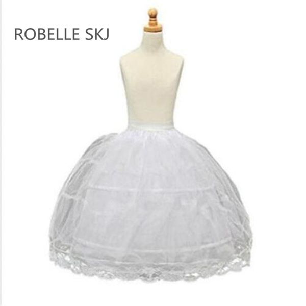 Pettiskirt 2-Hoops Flower Girl Petticoat Children Underskirt Slips Kid 2~14 Year