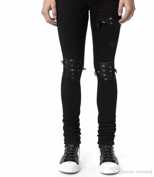 

mens art patch skinny straight slim elastic denim fit biker jeans pants long pants stylish straight slim fit jeans color black size 28-42, Blue