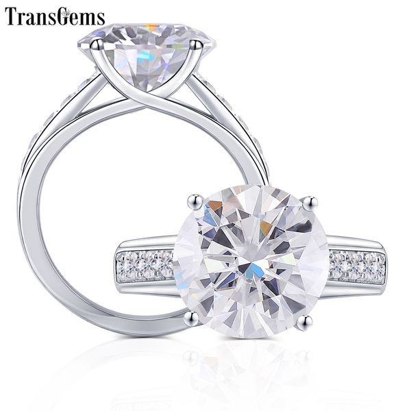 

transgems 10k white gold center 5.35 ctw 11mm h-i color moissanite обручальные кольца с акцентами для женщин юбилейные подарки y200620, Slivery;golden