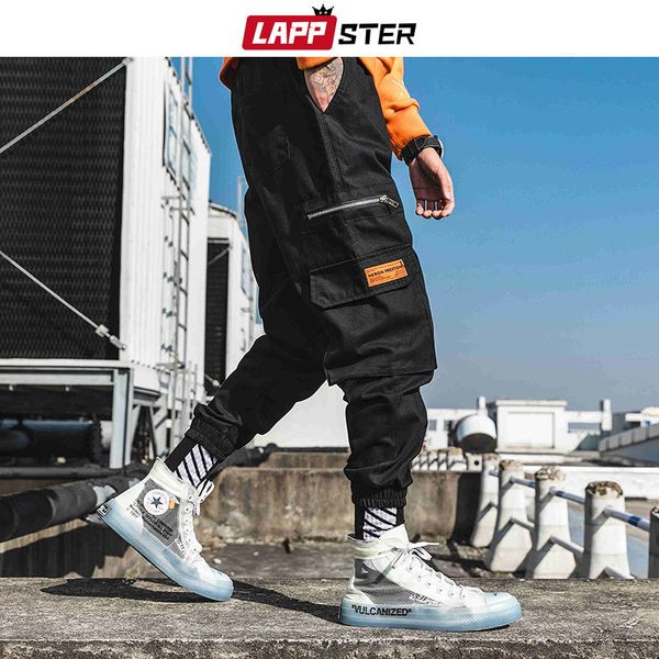 

japanese streetwear camo cargo pants men 2019 overalls mens embroidery sweatpants male hip hop harem pants joogers 3xl, Black