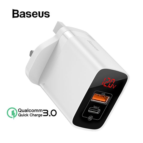 

baseus usb charger for iphone11 pro max 18w quick charge 3.0 fast phone charger afc for samsung travel uk plug wall charger