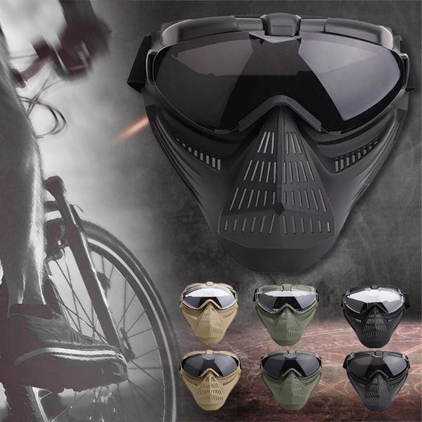 

auto tactical full face mask full face riding protection mask safety goggles for outdoor sport riding bandana, Black