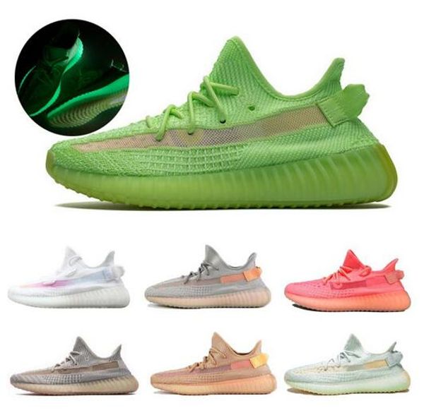 

2019 lundmark pink gid glow in the dark clay black static clay running shoes womens trainers kanye west v2 designer outdoor sneakers 36-45