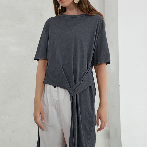 

womens womens blouses women casual long 2019 summer o neck short sleeve asymmetrical solid shirts plus size blusas femininas, White