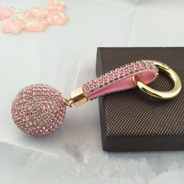 

10pcs/lot rhinestone leather strap crystal ball car keychain charm pendant key ring for women, Silver