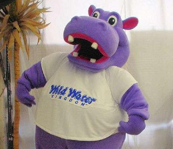 

purple fat hippo mascot costume character costume ing, Red;yellow