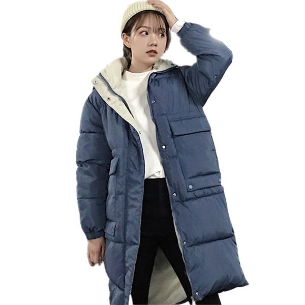 

winter jacket women parka casual hooded ladies coats loose thicken warm winter women jacket streetwear down cotton coats q2032, Black