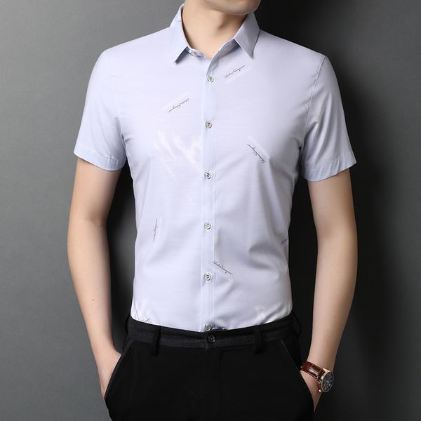 

luxury high-quality slim short-sleeved shirt 2020 summer new brand clothing men's business gentleman banquet casual shirt j9029, White;black