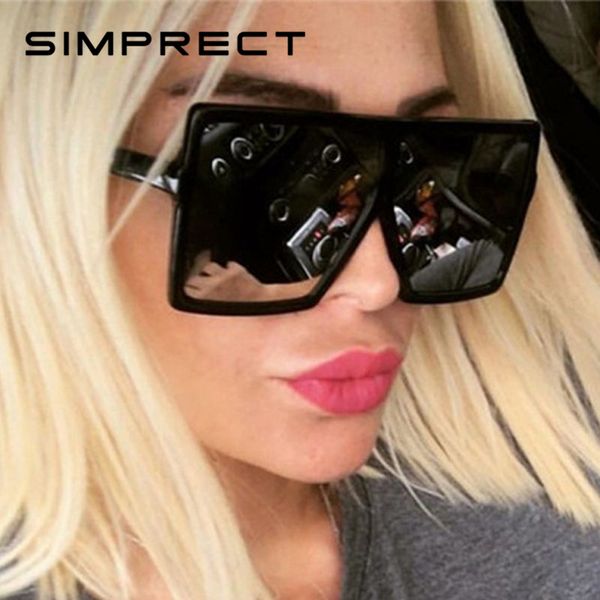 

simprect oversized square sunglasses women 2020 fashion mirror sun glasses retro brand designer vintage lunette de soleil femme, White;black