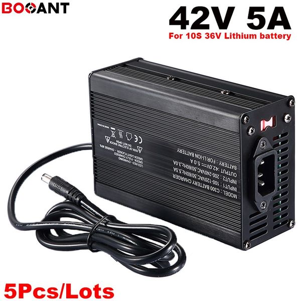 

wholesale 5pcs 42v 5a lithium battery charger for 36v ebike battery 10s 36v electric bike battery 42v dc xrl port charger