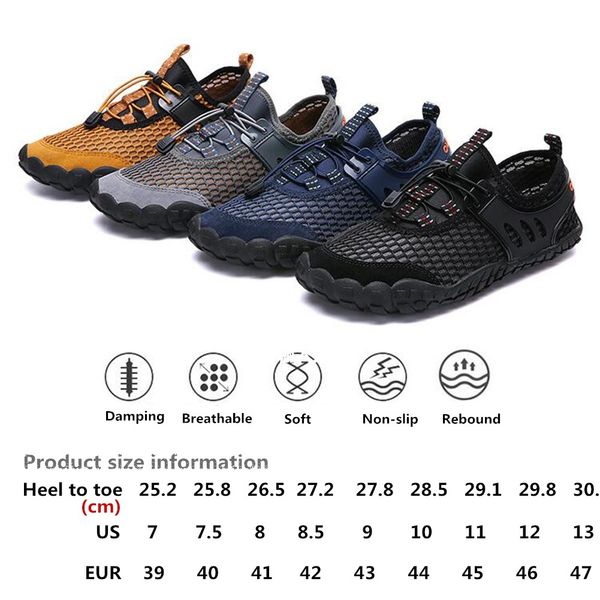 

men breathable aqua shoes flat footwear outdoor seaside elastic sneakers