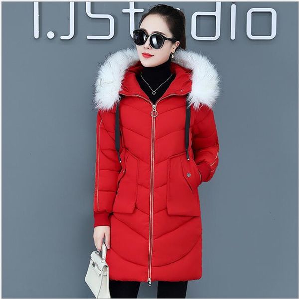 

2019 women winter coat hooded warm plus size cotton wool coat women's long women parka woollen jacket feminina 372, Black