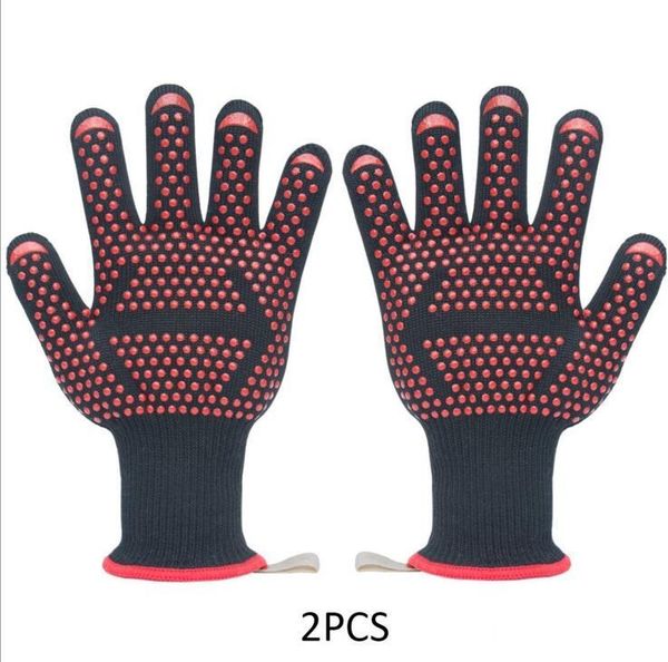 Fashion-BBQ Gloves Isolierte Küche Werkzeug Hitzebeständige Handschuh Topflappen BBQ Backen Kochen Mitts Five Fingers Anti Slip verkauft durch pcs