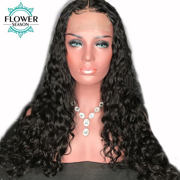 

flowerseason curly 13x6 deep parting lace front human hair wigs for black women with baby hair brazilian non remy pre plucked