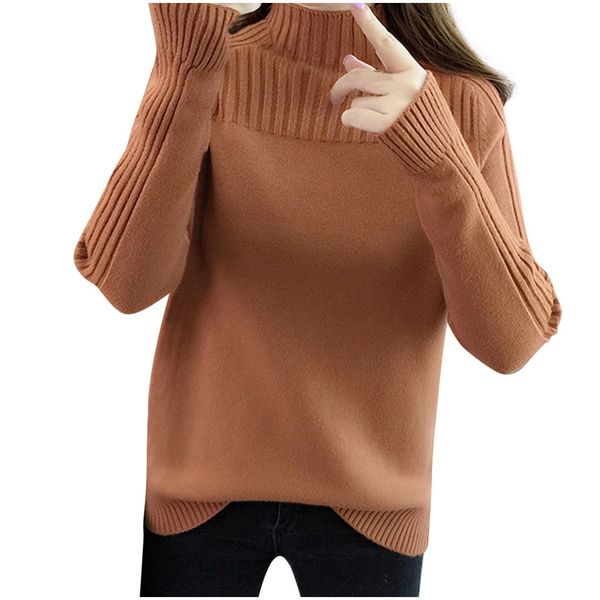 

korean style loose sweater women pullover casual half turtleneck long sleeve knit sweater female jumpers solid basic, White;black