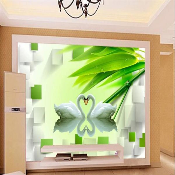 bellissimo paesaggio sfondi 3d paesaggio sfondi 3D stereo romantica cigno sfondi 3d parete di fondo pittura decorazione