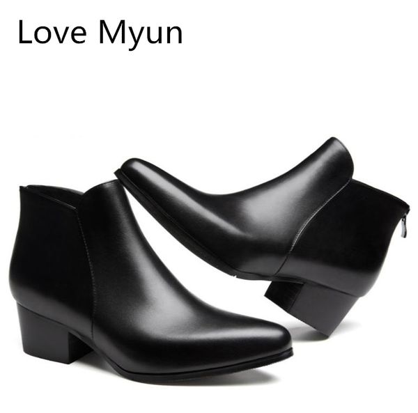 New Mens Real Leather Fashion Pointy Toes Wedding Dress Formal Ankle Boots Shoes