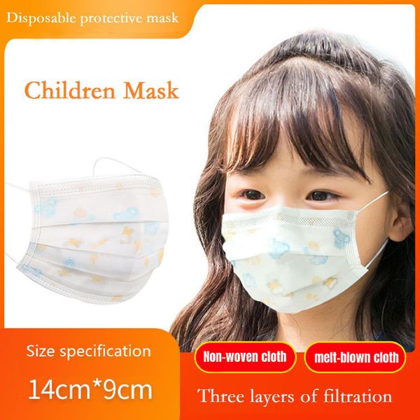 

three layers children disposable face mask anti-pollution blue and print kids mouth face mask melt-blown dustproof filter mask dhl free