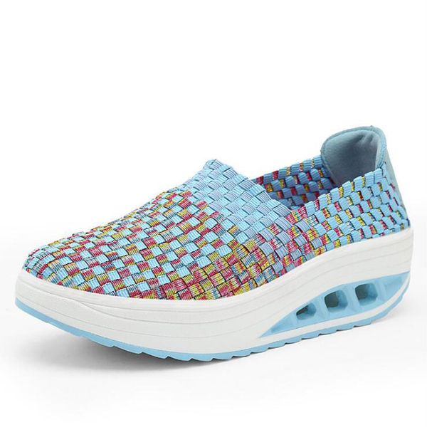 

bjyl womens shoes mesh cloth shoes breathable slope with high platform womens shoes summer casual shoe, Black;yellow