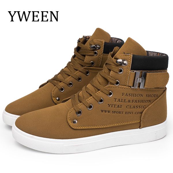 

new men's casual shoes yween high-autumn winter lace-up shoes men ankle boots, Black
