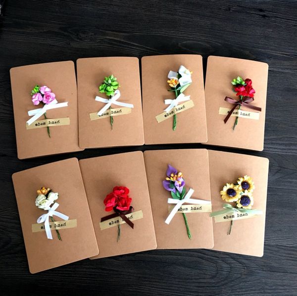 Acheter 2019 Retro Bricolage A La Main Fleur Sechee Merci Note