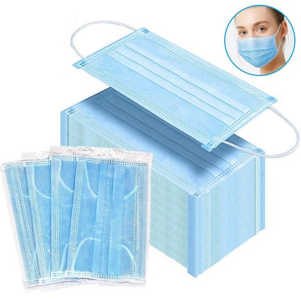 

100 1pcs сумка facein stock высокое качество синий non jason mask woven ушные петли 3ply dust mascarillas рот mascherine маски