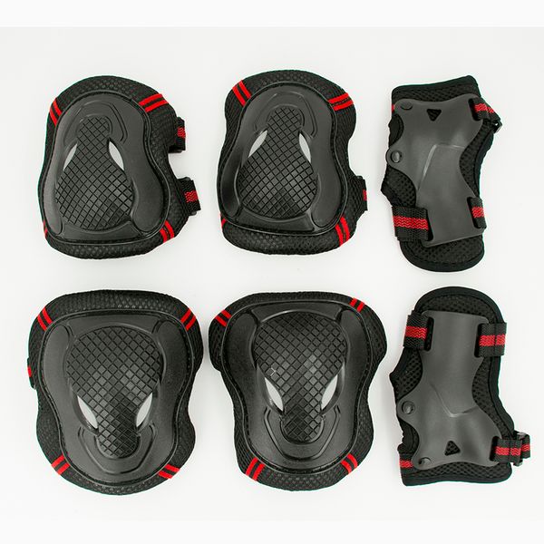 

new thick 6pcs/set skating protective gear set elbow pads bicycle skateboard ice skate roller knee protector for kids, Black;gray