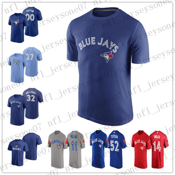 

custom t-shirt mens women youth toronto blue jays 14 roark 32 halladay white blue red authentic weekend 2020 home jersey, Black