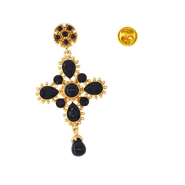 

new retro catwalk vintage hyperbole baroque black crystal brooch wedding party charm woman jewelry accessories gift, Gray