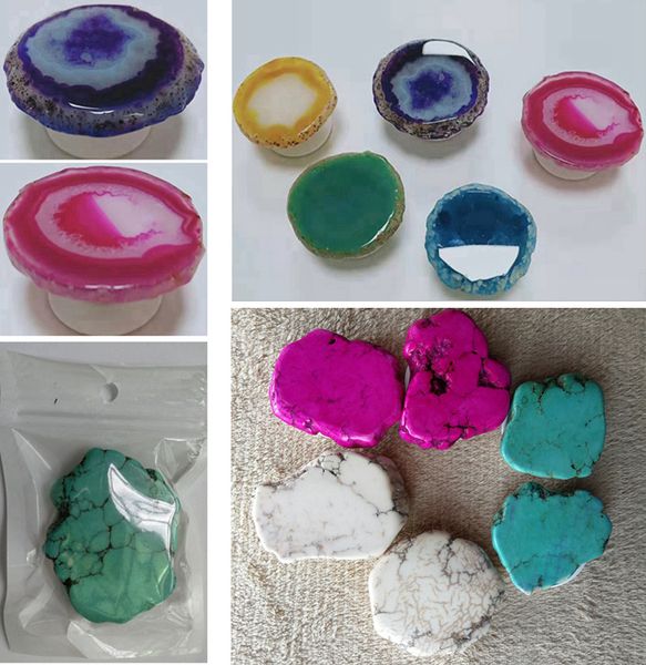 

Творческий настоящий агат камень сотовый телефон держатель универсальный палец