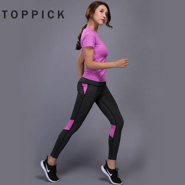 

ick fitness quick dry two piece yoga set summer shirt+pants workout suit trainingspak vrouwen plus size tracksuit women, White;red
