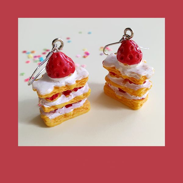 

dangle & chandelier lovely interesting dessert cake earrings girls decorative ornaments 2021 funny for female dress, Silver