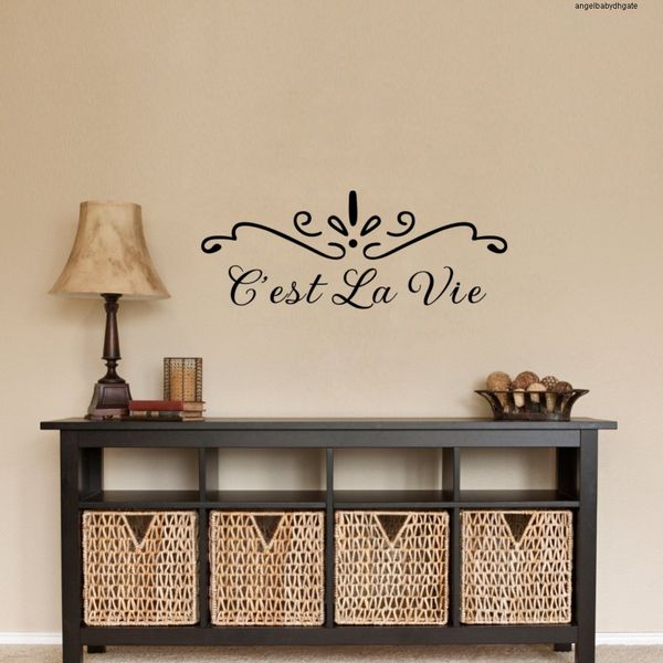 

наклейки diy французский котировки c'est la vie wall mural маркировочного винила bedroom home decor fq0013
