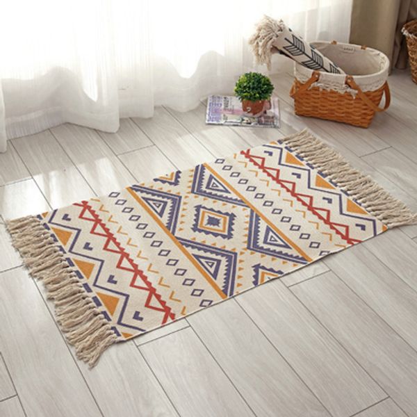 

modern cotton linen carpet bedroom living room rectangular non-slip mat