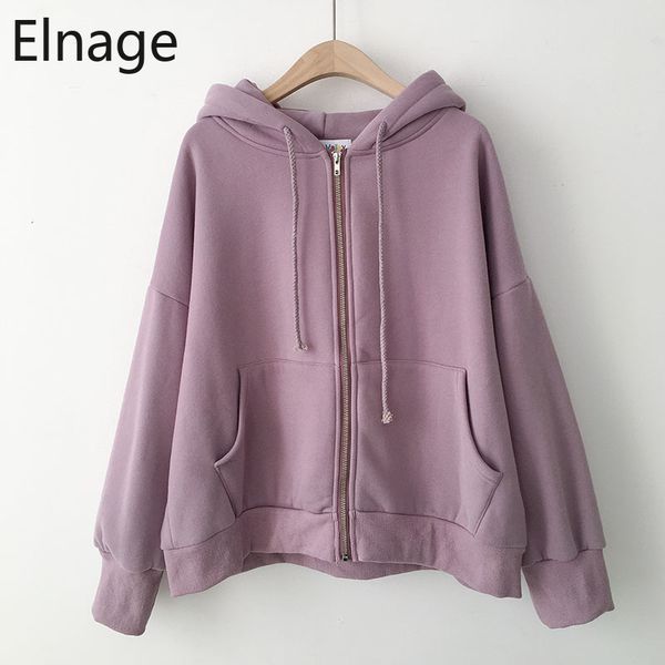 

2020 korean velvet thick autumn winter clothes long sleeve hooded sweatshirts solid loose casual hoodies harajuku zip up 5b244, Black