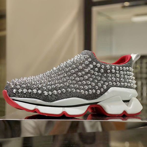 

british wind new rivet couple men and women shoeschanel thick bottom shock absorption sports authentic non-slip running training pedal shoes, Black