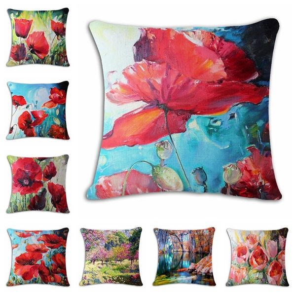 

rose cartoon hand cotton flax pillow back cushion
