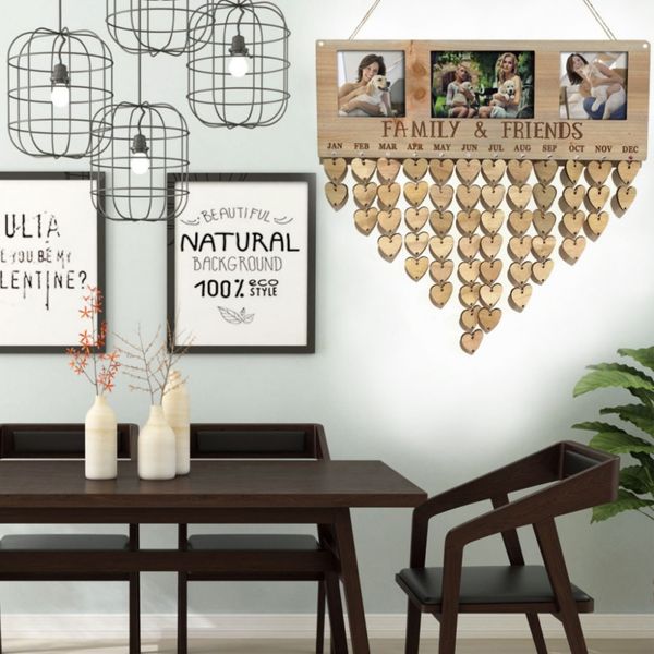 

family & friends wooden diy calendar with p frame special dates planner reminder plaque wall hanging decoration home decor