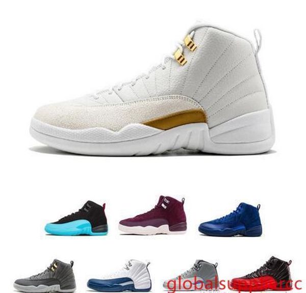 

mens 12s basketball shoes bordeaux dark grey white flu game unc gym red taxi gamma french blue sneakers