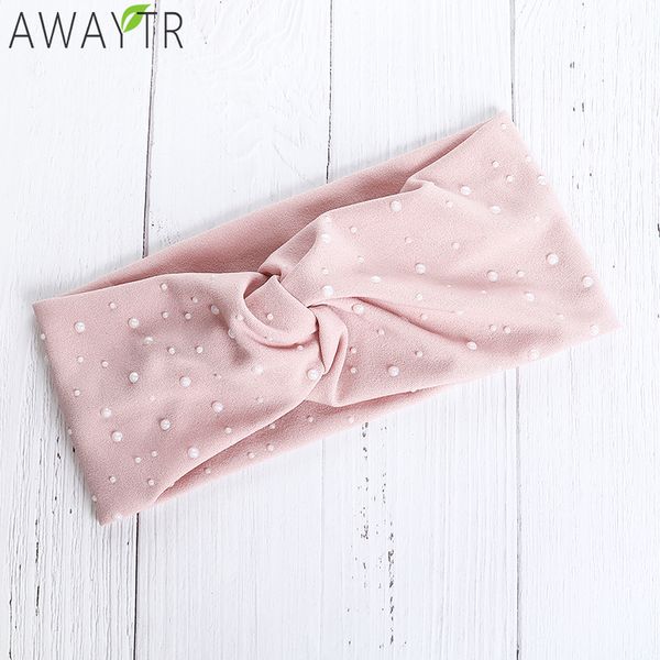 

awaytr fashion chiffon pearl women's hair accessories cloth elasticity cross headwear girl kerchief wide side women of headbands
