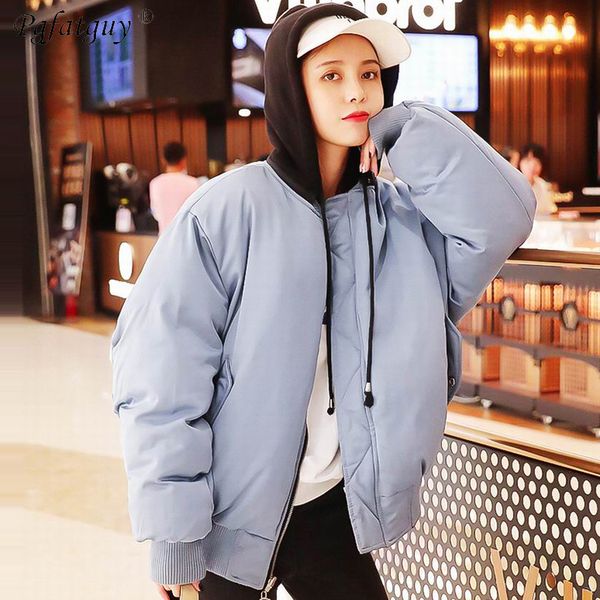 

both two sides can wear winter jacket women with hooded womens coat coats chains spliced parkas 2018 female parkas, Black