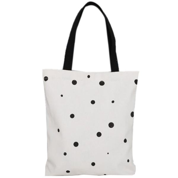 

auau-polka dot ulzzang canvas shoulder bag simple wild casual portable shopping bag