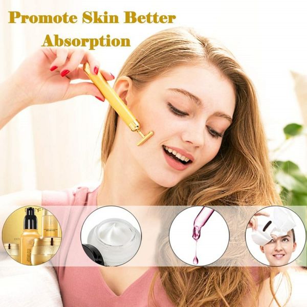 

24k gold pulse firming massager energy beauty bar facial roller massager derma skincare wrinkle treatment reduce double chin